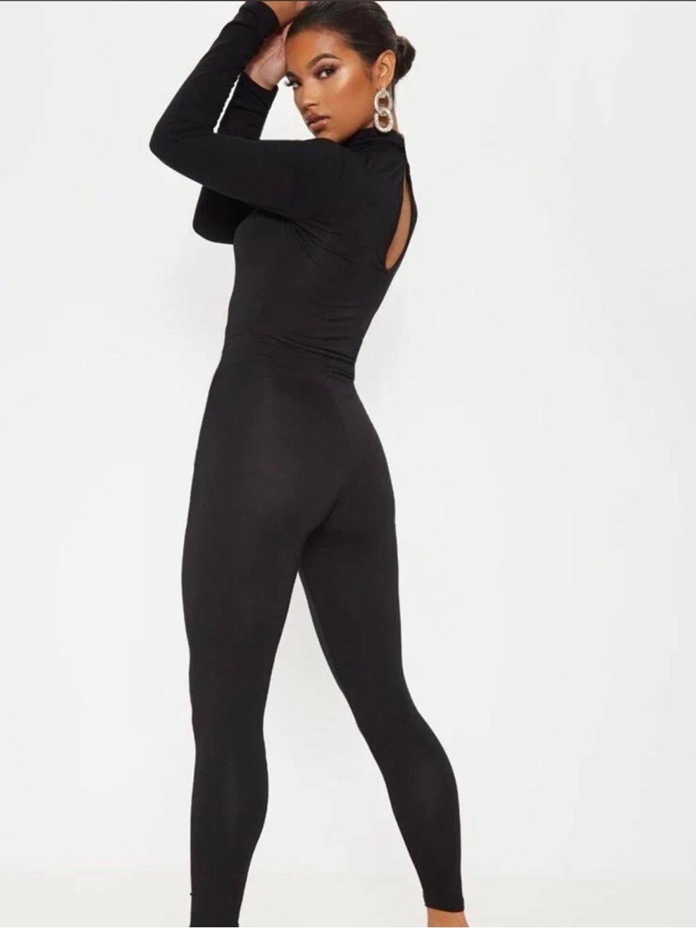 PrettyLittleThing Black Long Sleeve Jumpsuit